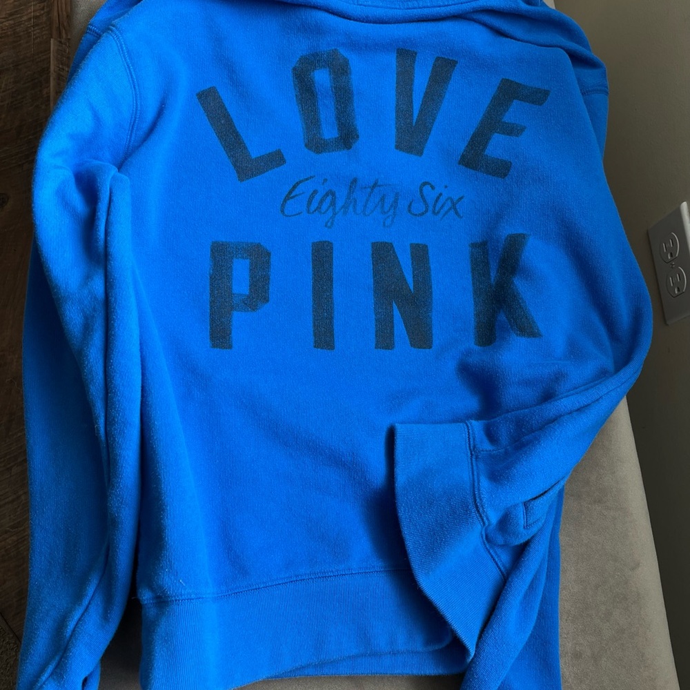 Victoria's Secret Pink Blue Quarter Zip-Up Hoodie